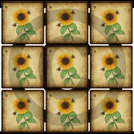 primitive printable sunflower hang tags spring flower