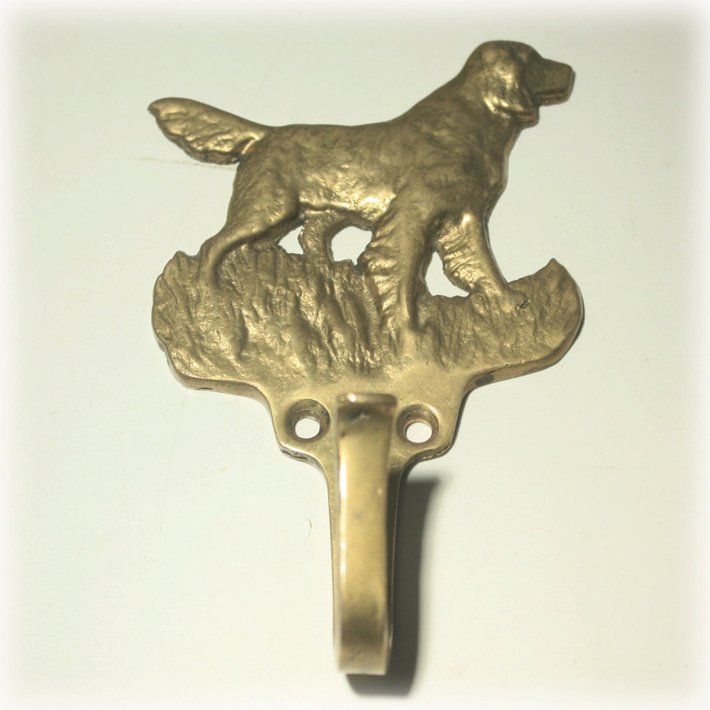 Brass Coat Hook, English Setter Dog, Dog Coat Hook, Hunting Dog, Dog