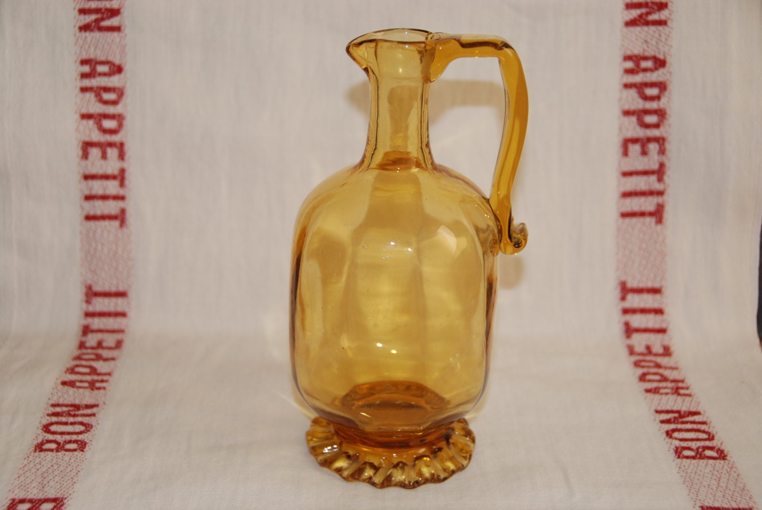 French vintage blown glass amber coloured water or wine jug