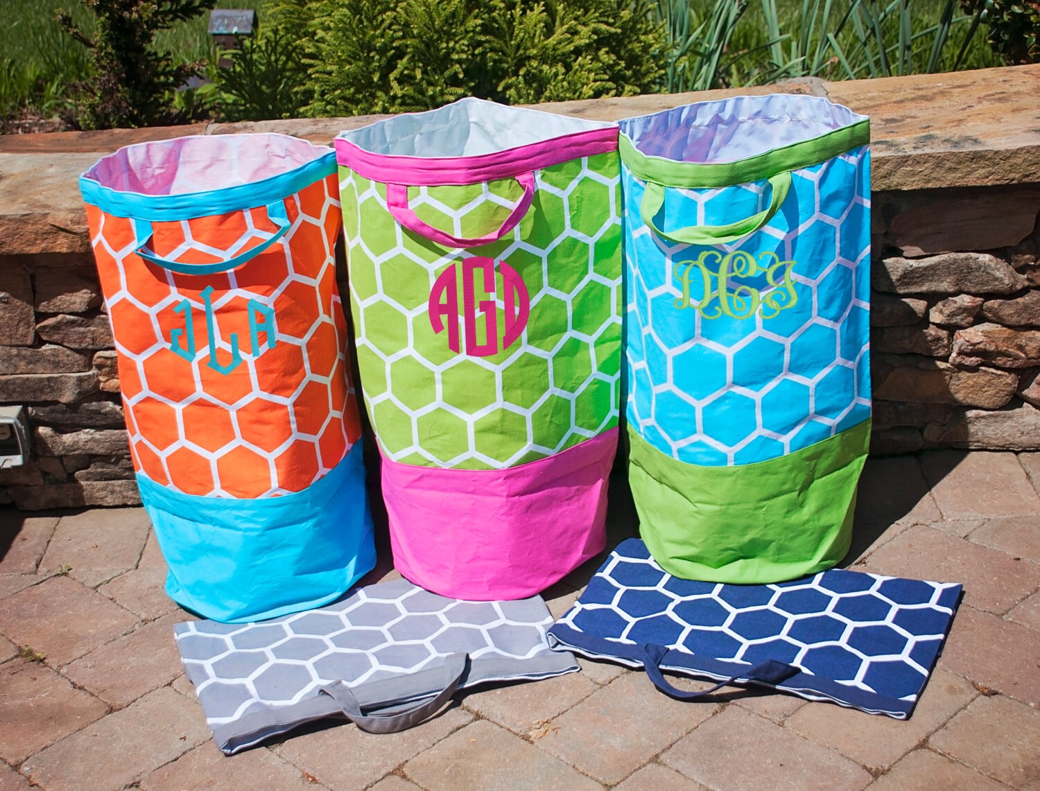 Monogrammed Laundry Bag Monogram Hamper by JennLorynDesigns