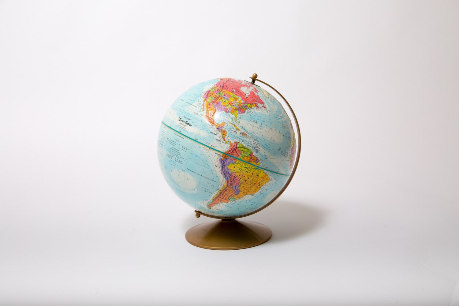 Vintage Large Earth Globe With Stand And Raised Relief / Mid