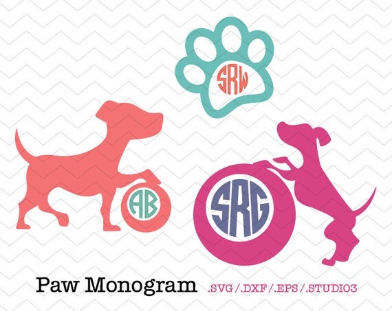 Download Puppy Paw Print Circle Monogram Frames SVG DXF EPS