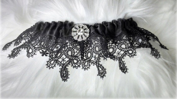 Delicate Venice Lace Garter, Black Lace Garter Wedding Garter, Bridal Garter, Wedding Gift, Steampunk, Winter Wedding, Vintage Gatsby Style by GoddessEngland steampunk buy now online