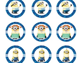 Instant Download - 4x6 Minions Despicable Me Bottle Cap Digital Sheet (Suitable for Scrapbook, Hairbows, Stickers, Magnets, etc)