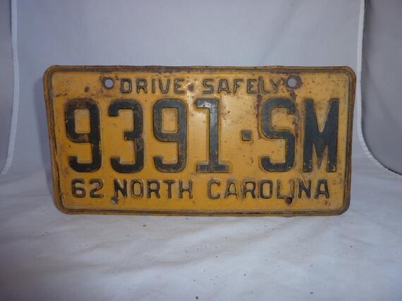 Vintage 1962 North Carolina License Plate by oldtags on Etsy