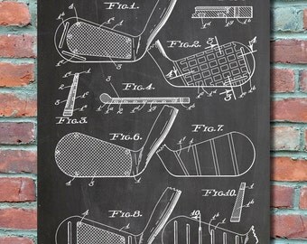 Golf Clubs Wall Art Print, Patent Art, Patent Poster, Blueprint, Patent Print, Plexity Prints #074