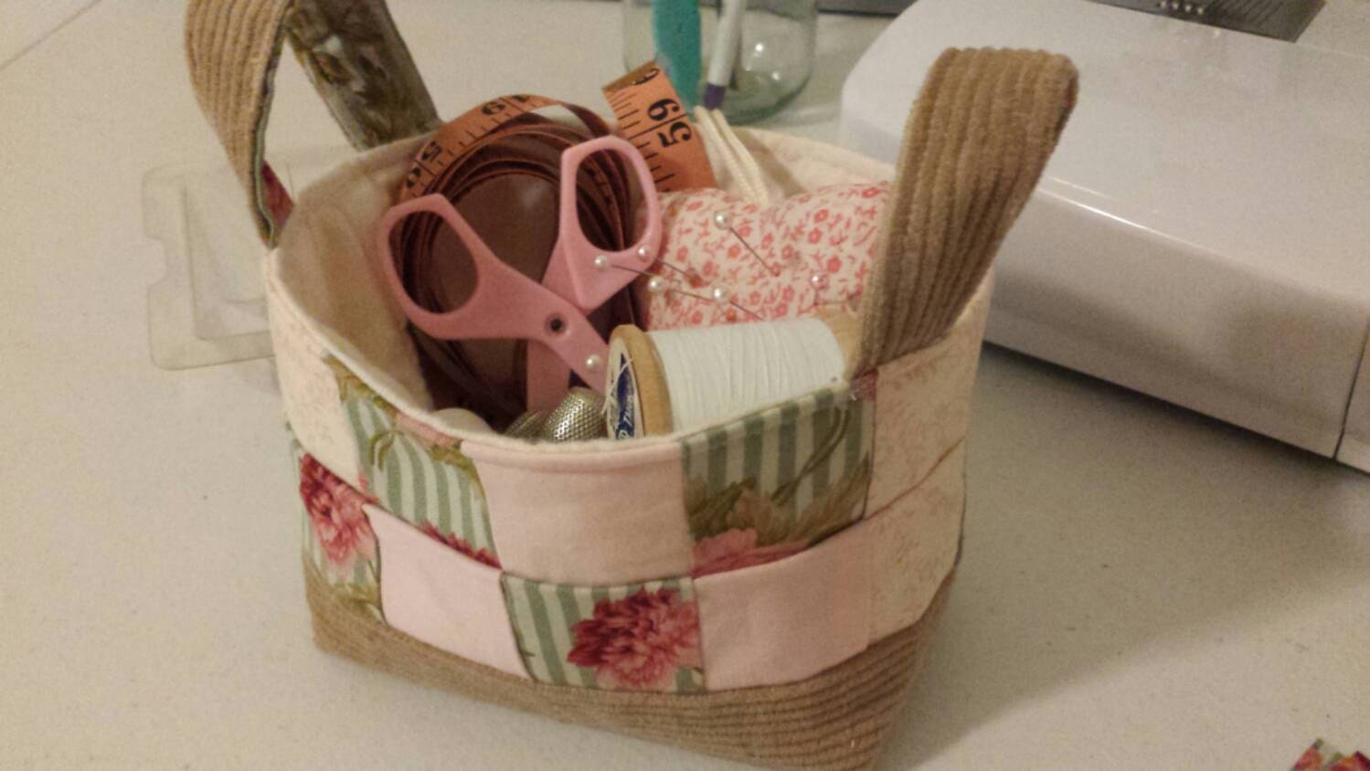 Quilted Fabric BasketStorage by LuckyOpalCottage on Etsy