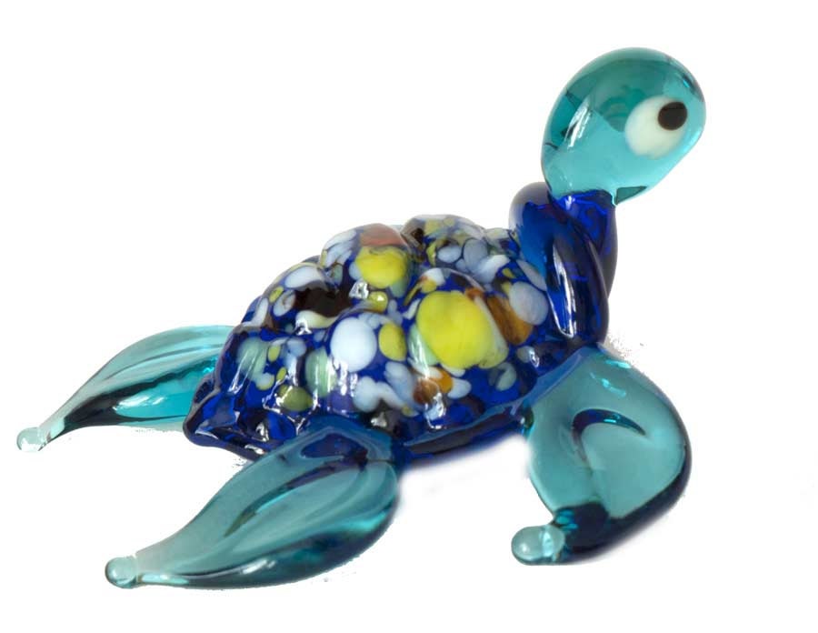 Glass Sea Turtle Hand-Blown Collectible Figurine by GlassZooShop