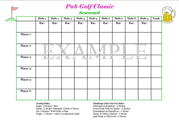 Mini Golf Score Cards Template