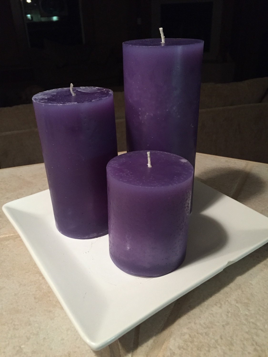 Scented or unscented pillar candles with choice of color and