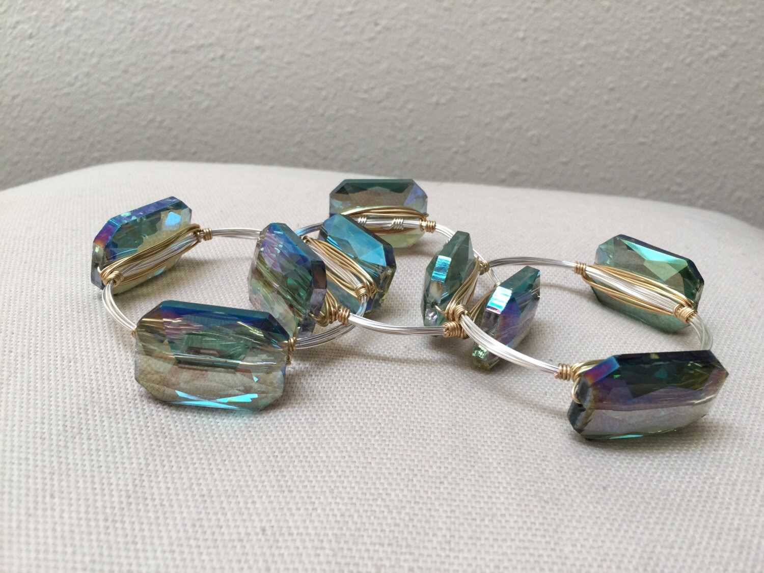 Iridescent large rectangle crystal wire wrapped by SandboxStones