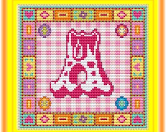 Fancy Circus Letter A B C D Cross Stitch Kit // DMC Thread Kit // Cross Stitch Pattern