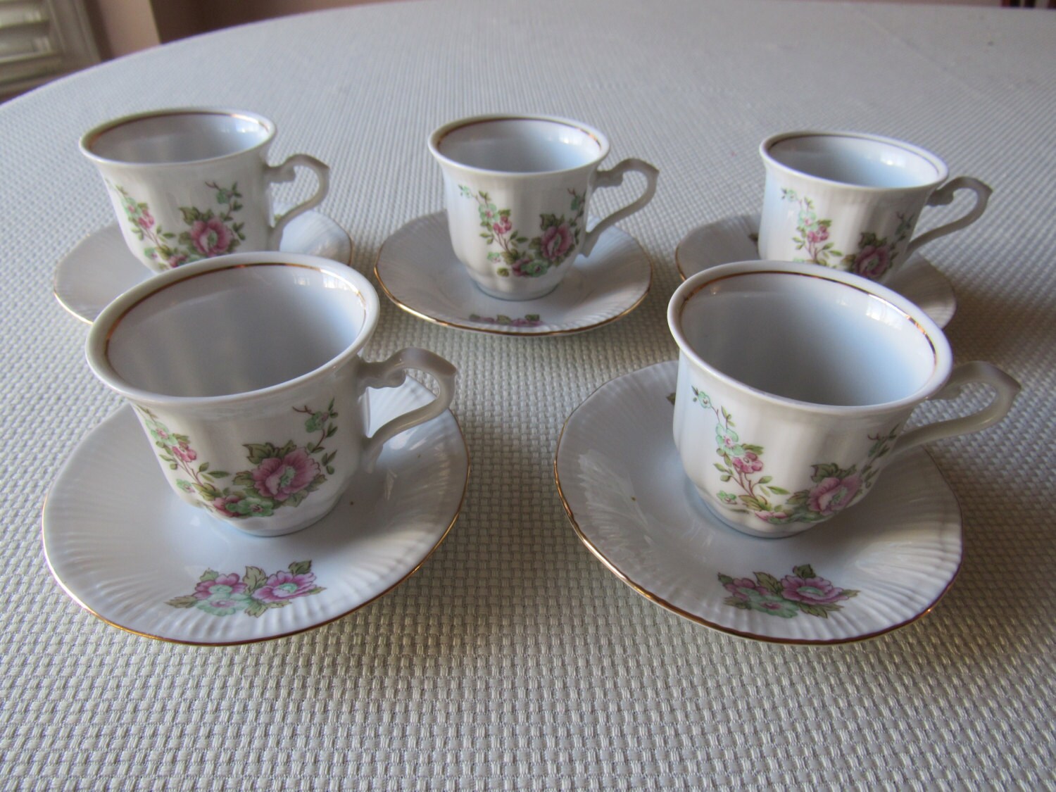Set of 5 WALBRZYCH Poland Fine China Porcelain Tea Cups by NoonTea