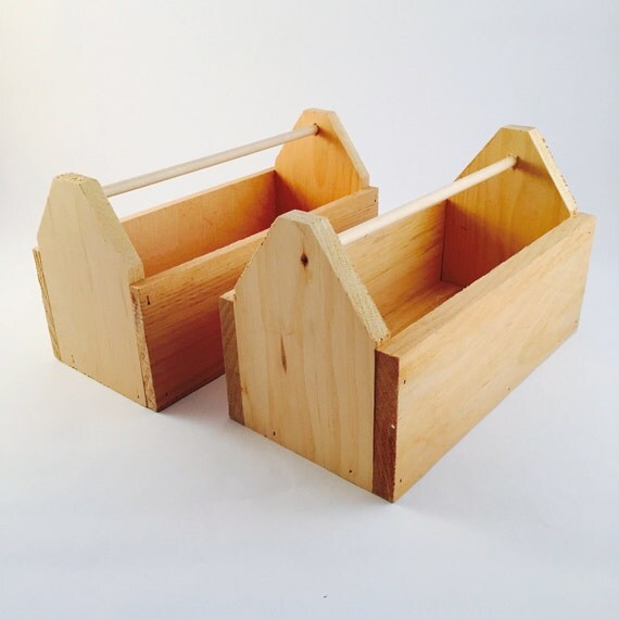 2 Unfinished Wooden Tool Boxes or Caddies by SupplyFeed10 on Etsy