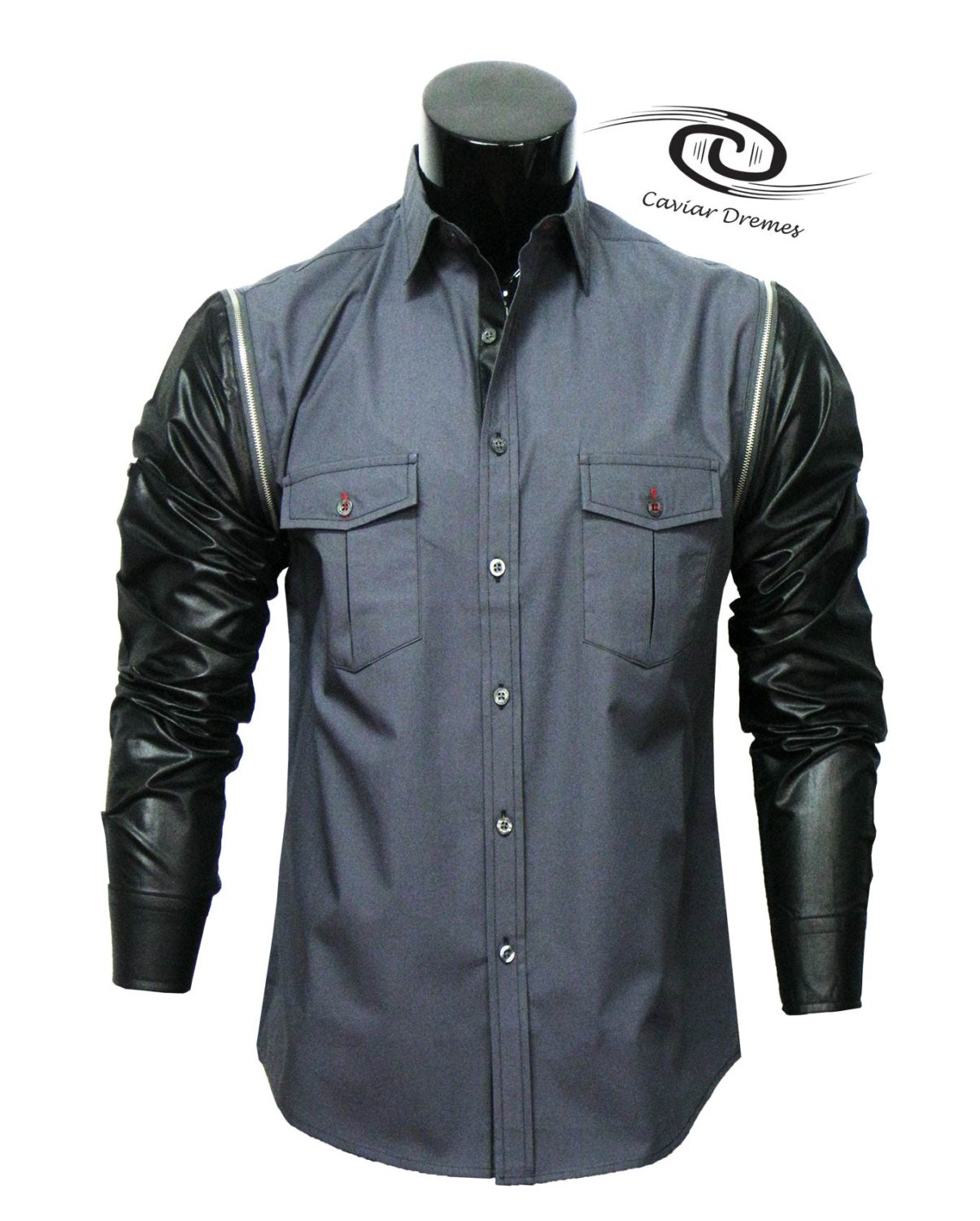 Mens Casual Shirt With Removable Sleeves. Grey by CaviarDremes