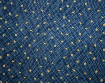 South Sea Imports Fabric ~ Debbie Mum Star Fabric ~ Bllue with Tan Stars