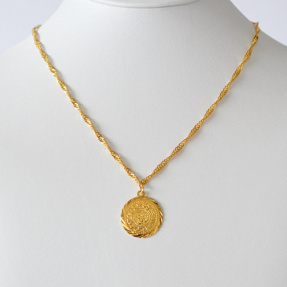 Coin Necklace Middle East Arabic Jewelry 24k Gold Plated