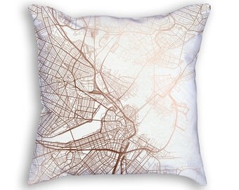 Boston Massachusetts Street Map Throw Pillow