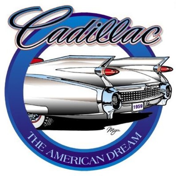 1959 CADILLAC COUPE DeVILLE CARTOON Tshirt 4314 muscle car