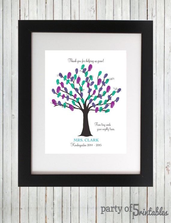 Teachers Gift Fingerprint Tree Thank You For Helping Us Grow