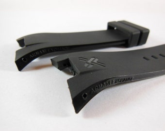 For Armani Exchange Navy blue or Bl ack Rubber Watch Strap Band ...