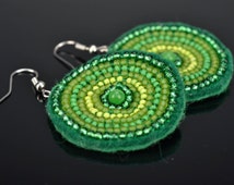 Green - Myra Handmade Thread & Stone Work Earrings 03