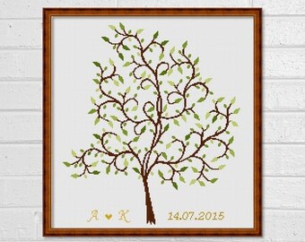 Cross stitch pattern - Scheme for cross stitch - Personalized - Wedding Tree - Guestbook - INSTANT DOWNLOAD - PDF