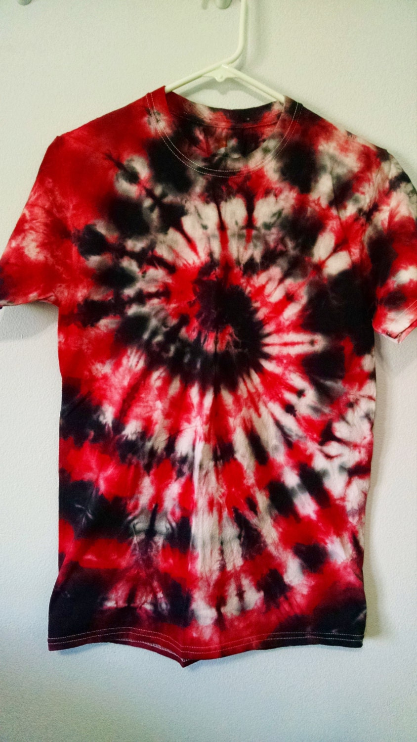 Adult Small Black And Red Tie Dye T Shirt By Keeblycreations