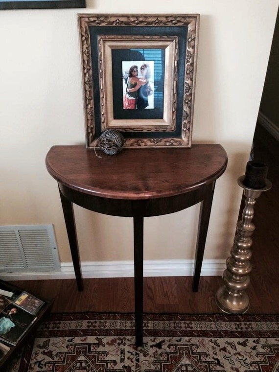Handmade half moon accent table