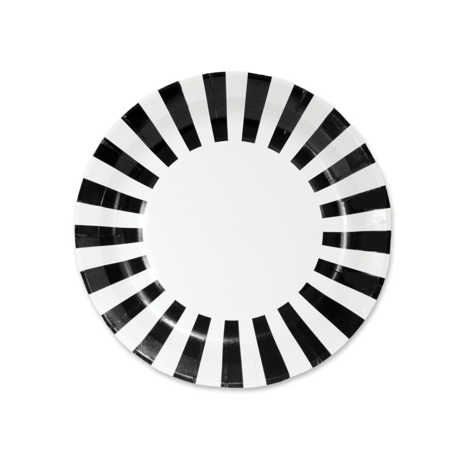 Black & White Striped Paper Plates 12 pack by PartySparklePop