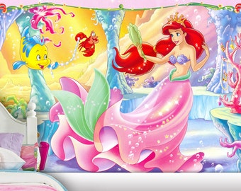 Little Mermaid Wall mural, Wallpaper, Wall décor, Wall decal, Nursery and  room décor, Wall art