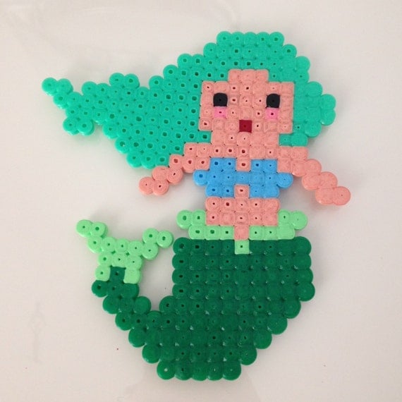 Green Mermaid Magnet Hama Beads