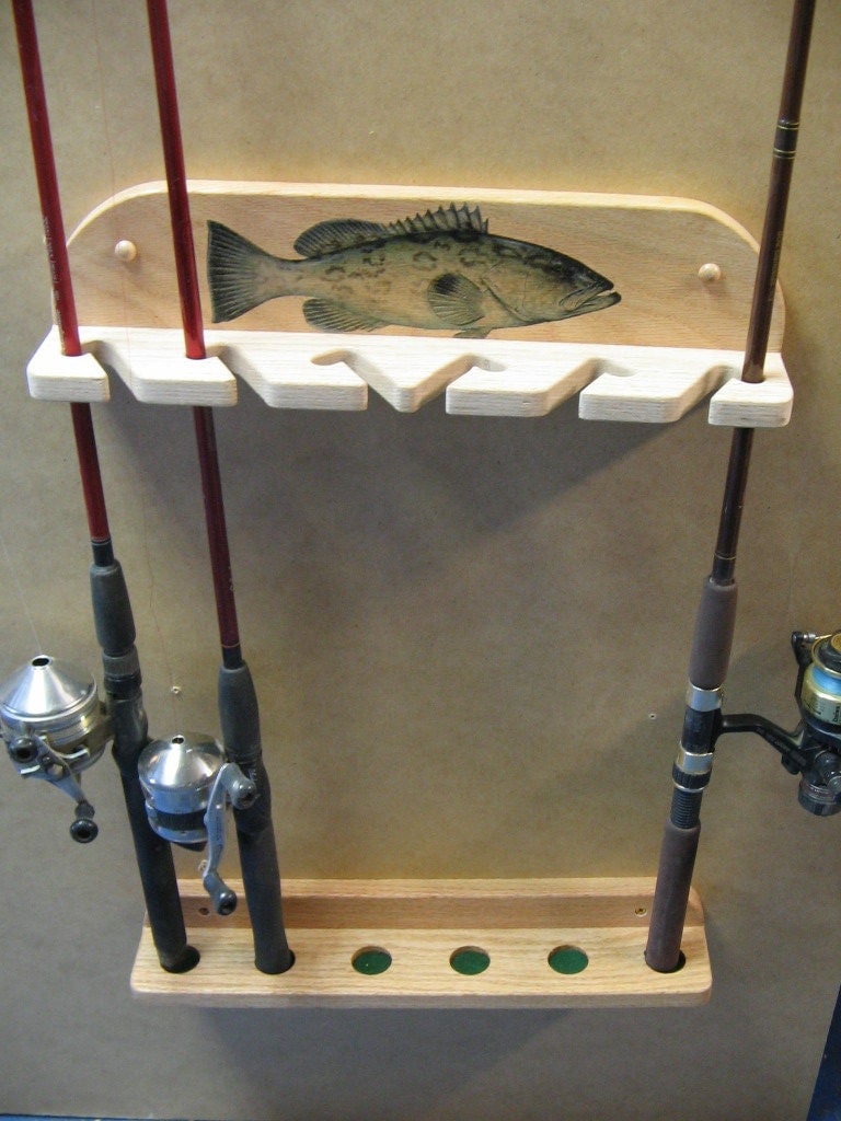 Wall Mount 6 Pole Fishing Rod Rack