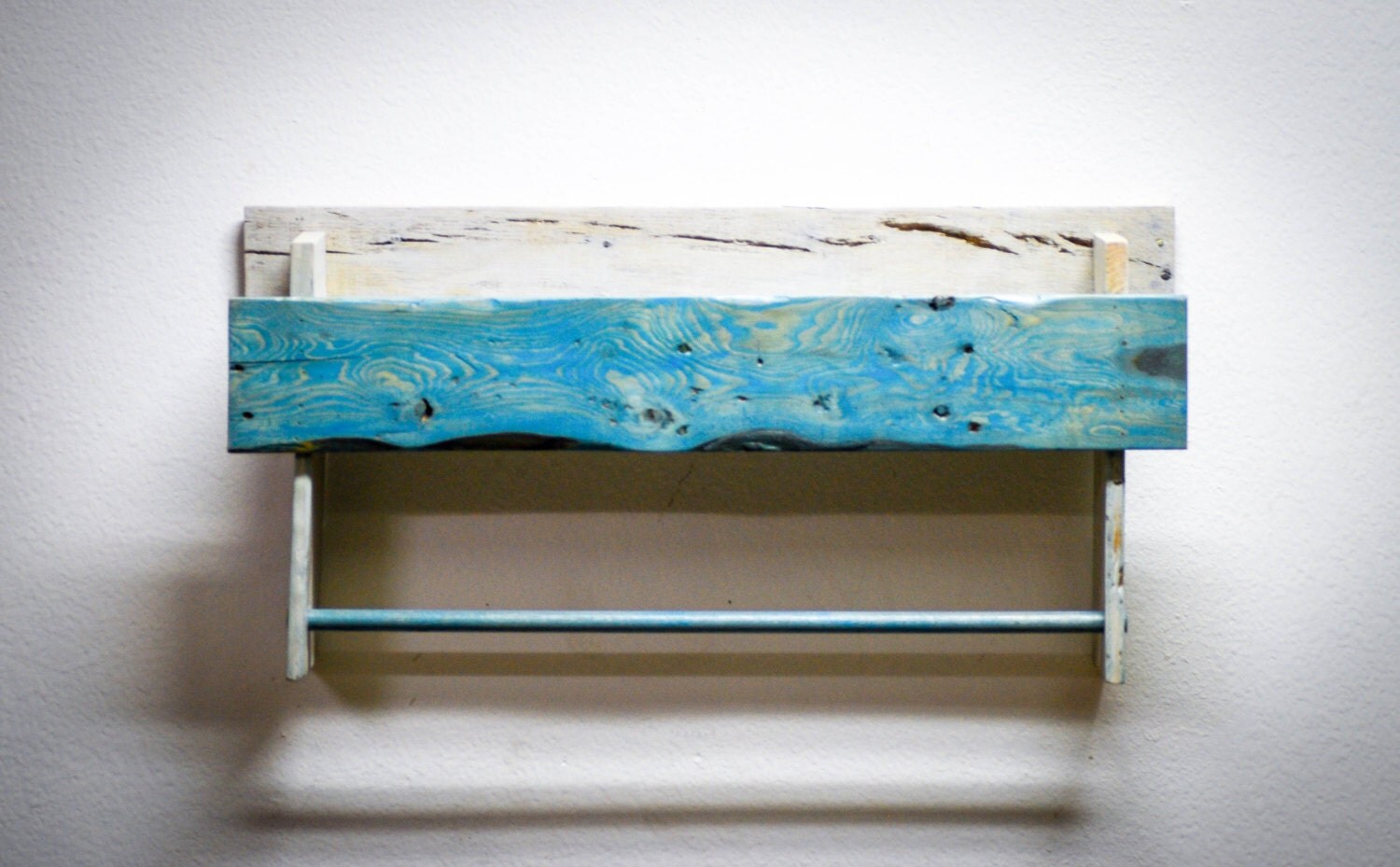 Rustic Wood Towel Rack and Shelf Laundry Room Wood Shelf