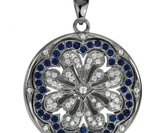 Locket Necklaces Diamond Locket Gold Locket Necklace w/Sapphires 14k White Gold