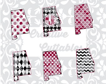 Patterned State Alabama AL for Monogramming for use with Silhouette or other craft cutters (.svg/.dxf/.eps)
