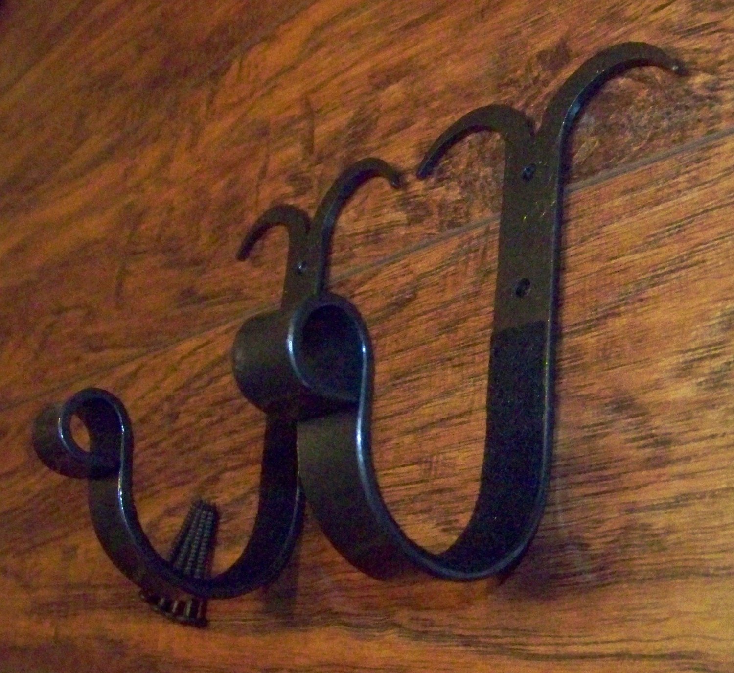 Hand forged wall mount gun rack Blacksmith by IronHorseBlackSmith