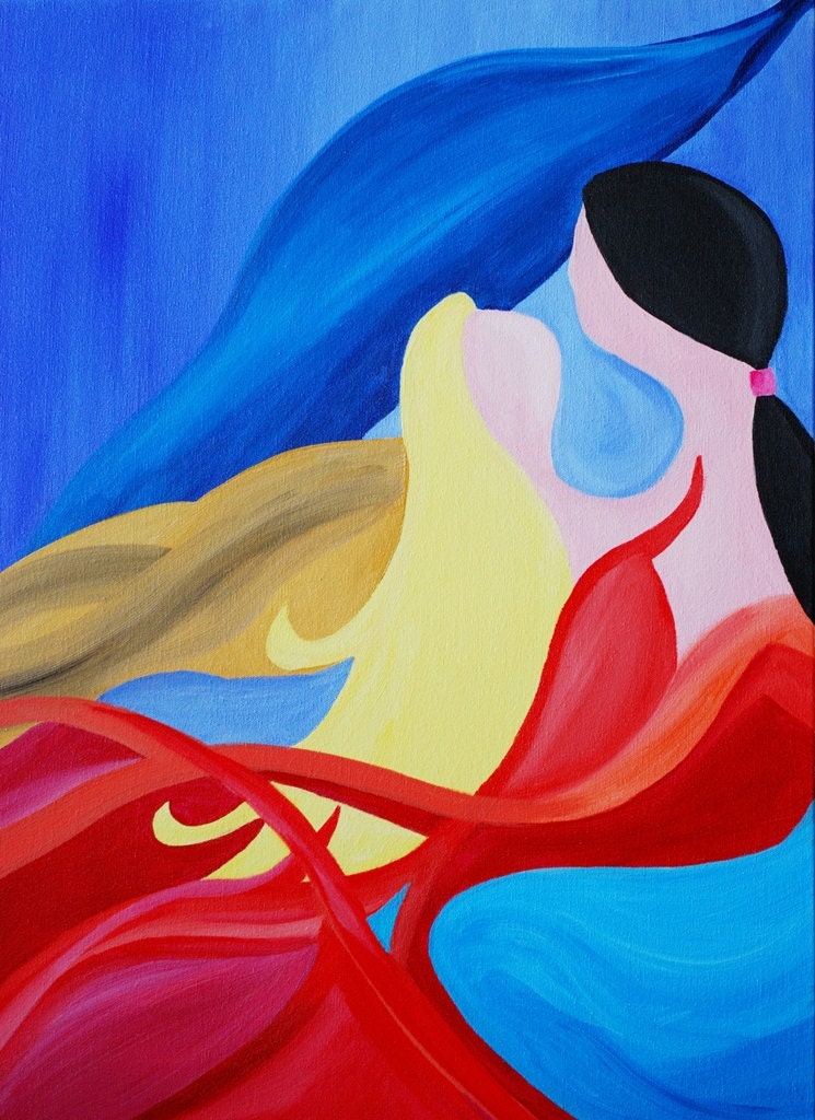 Man and Woman Abstract Acrylic Painting by carpathorusynart