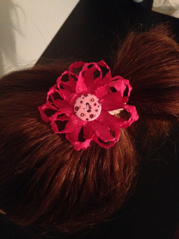 Pretty Pink Ribbon Hair Clip by BayaneliDesigns on Etsy