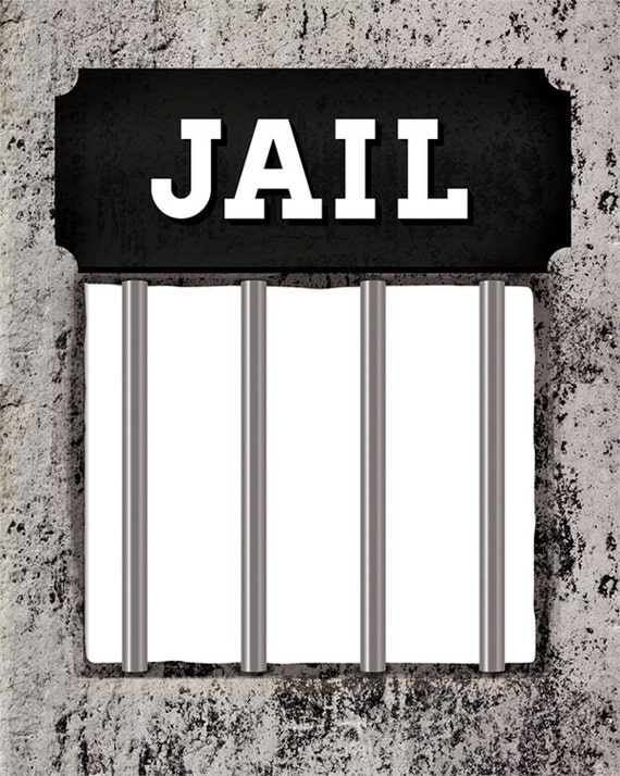 Photo booth props. Printable wanted poster with JAIL sign.