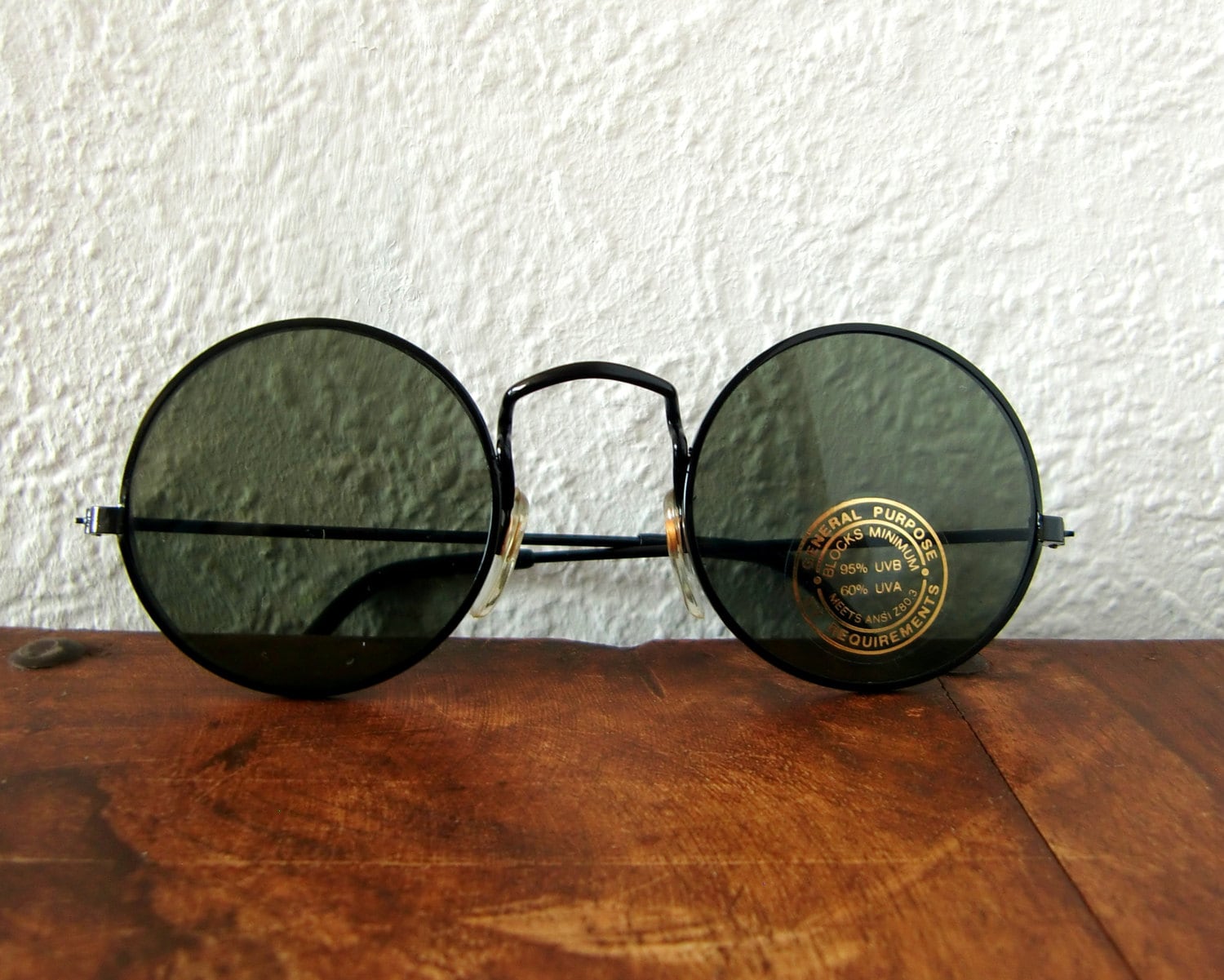 Unisex Medium Round Sunglasses // Black Frame with Black Lenses // No