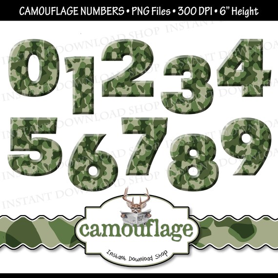 Items similar to INSTANT DOWNLOWD Camo Numbers, Camo Digital Clipart