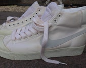 Original 1981 Vintage Deadstock White Canvas Hi Top Nike Blazer US8 UK7 Original 1981 Vintage Deadstock White Canvas Hi Top Nike Blazer US8 UK7