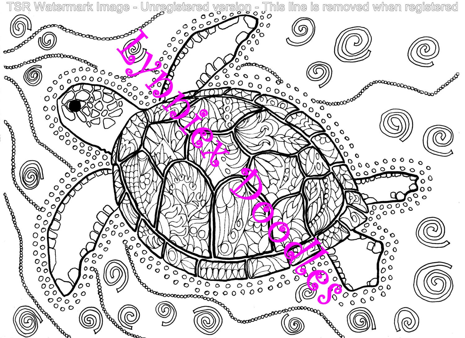 Turtle doodle-colouring/art therapy/zentangle by LynniexDoodles