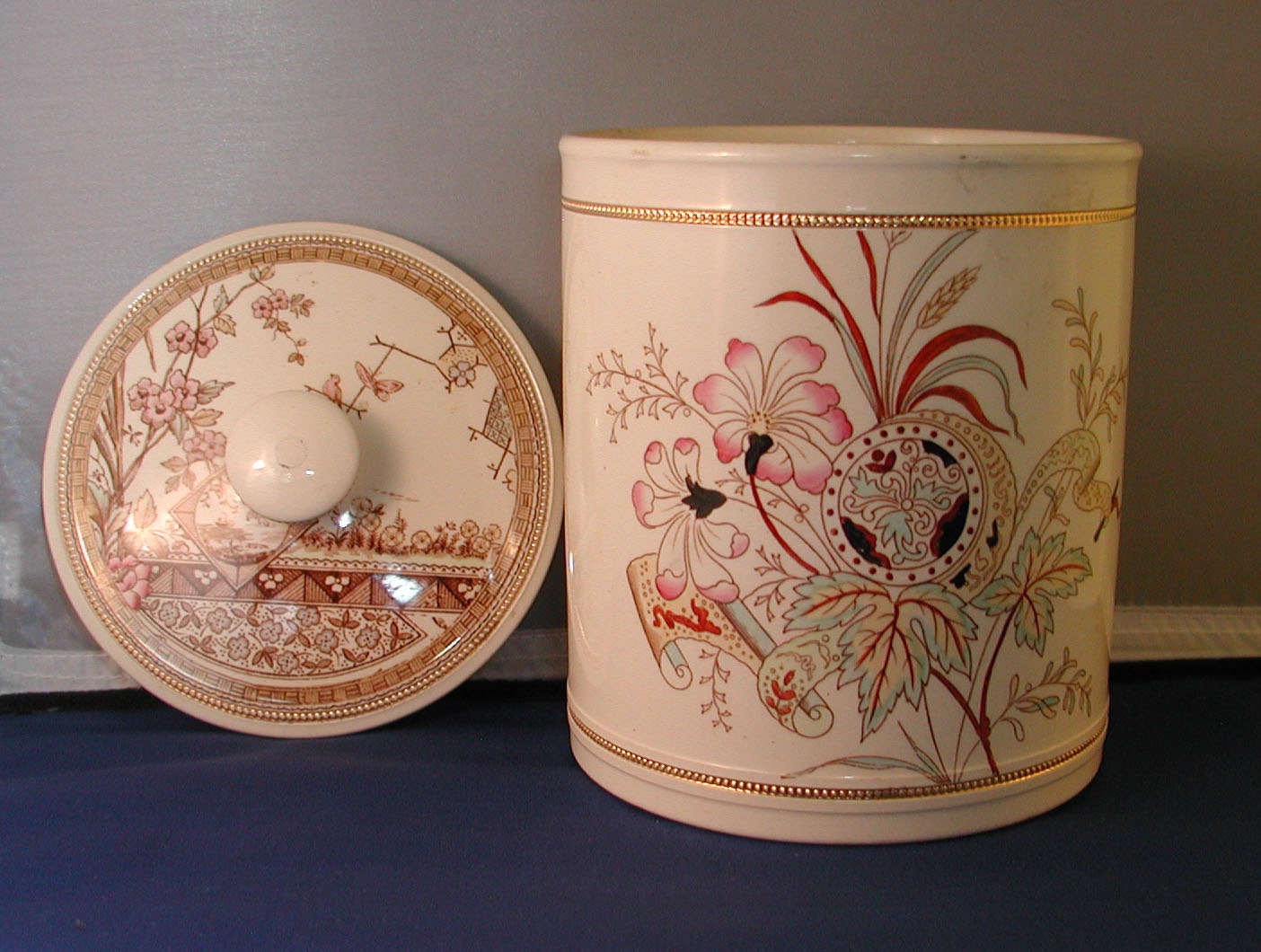 Antique English Biscuit Jar Storage Container Tobacco Jar