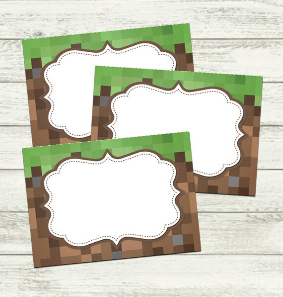 Minecraft Themed Food Tent Cards Party by