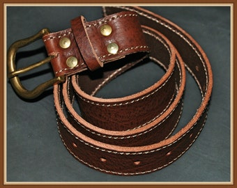 Custom Leather Belt Brown Veg Tan Leather With Your Choice