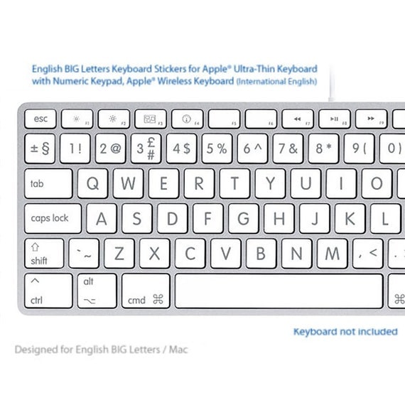 english large big letters white keyboard shortcuts by designkey