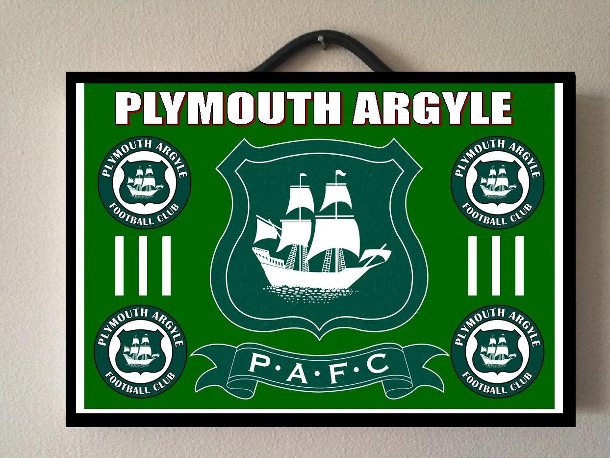 PLYMOUTH ARGYLE FC decorative hanging wooden by LoveForWoodgr