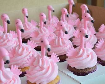 Flamingo Cupcake Toppers (1 Dozen 100% Edible)